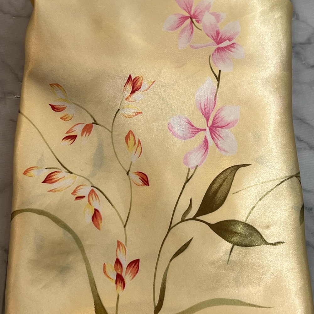 Y2K XL Oscar De La Renta Pink Label Floral Satin Feel Scoop Camisole Side Slits - Picture 4 of 14